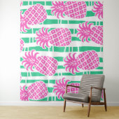 Ananas Bambus Streifen Pink & Green Muster Wandteppich (Beispiel)