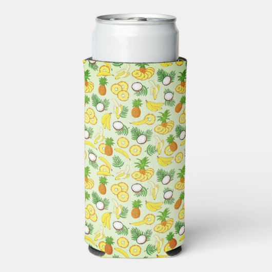 Ananas Bananen und Kokosnüsse Insel Vibes Selters Dosenkühler (Seltzer Rückseite)