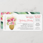 Ananas Beach Boarding Pass Ticket Baby Dusche Einladung (Vorne/Hinten)