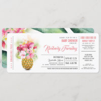 Ananas Beach Boarding Pass Ticket Baby Dusche