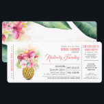Ananas Beach Boarding Pass Ticket Brautparty Einladung<br><div class="desc">Sonnige Ananas-Ananas-Vase Tropischer Strand Brautparty Boarding Eintrittskarten für das Programm - Einladungen</div>