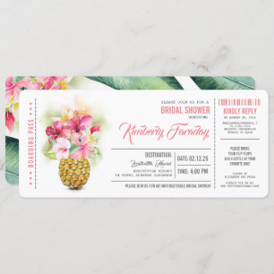 Ananas Beach Boarding Pass Ticket Brautparty Einladung