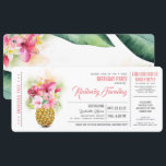 Ananas Beach Boarding Pass Ticket Geburtstag Einladung<br><div class="desc">Sonnige Ananas-Ananas-Vase Tropischer Strand Geburtstagsparty Boarding Pass Eintrittskarten - Einladungen</div>