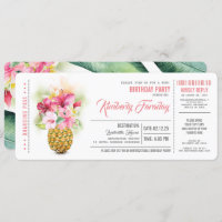 Ananas Beach Boarding Pass Ticket Geburtstag