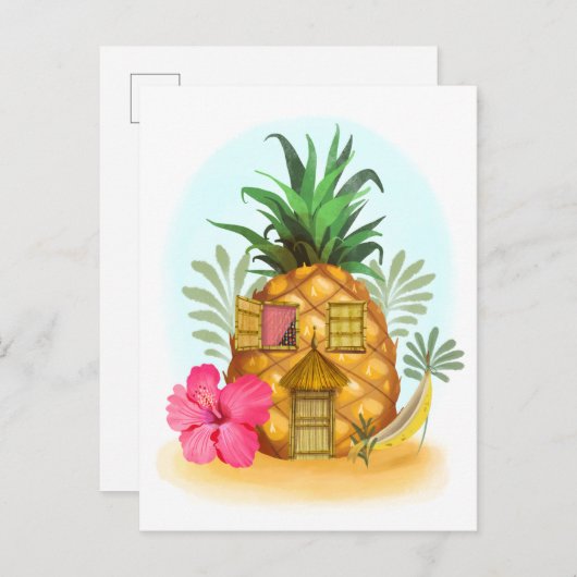 Ananas Beach House Postcard Postkarte (Vorne/Hinten)