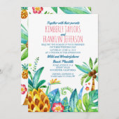 Ananas Beach Palms Tropische Hochzeit Einladung (Vorne/Hinten)