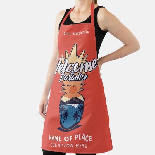 Ananas Begrüßung individuelle Name, Text & Farbe Schürze (InSitu)