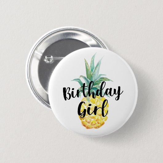 Ananas Birthday Girl Button (Vorne & Hinten)
