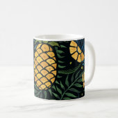 Ananas, Blätter aus Palmen: tropisches Muster. Kaffeetasse (VorderseiteRechts)