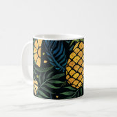 Ananas, Blätter aus Palmen: tropisches Muster. Kaffeetasse (Vorderseite Links)