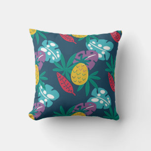 Ananas blau tropisch moderne Blätter Kissen