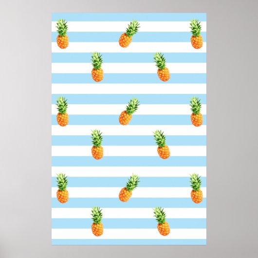 Ananas, blaue Streifen, Ananas-Plakat, Poster (Vorne)