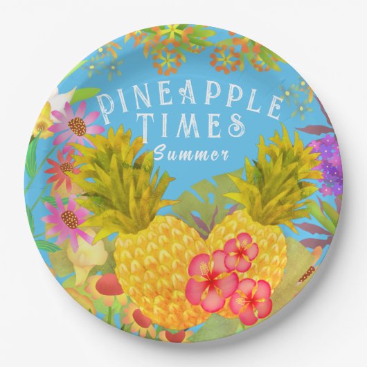 Ananas Blauer Blauer Pappteller (Vorderseite)