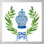 Ananas Blue & White Ginger Jar Art Print Poster (Vorne)