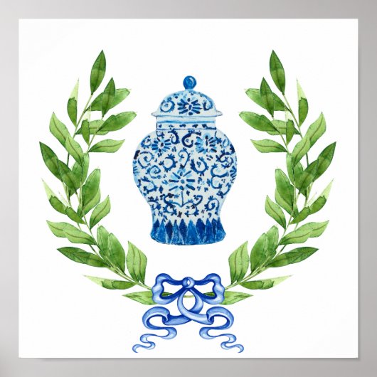 Ananas Blue & White Ginger Jar Art Print Poster (Vorne)