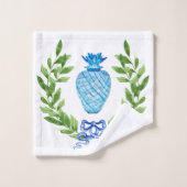 Ananas Blue & White Ginger Jar Badhandtuch Set (Waschlappen)