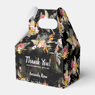 Ananas Blumen auf schwarzem Giebel Geschenkschachtel