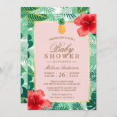 Ananas Blush Pink Tropical Baby Dusche Einladung (Vorne/Hinten)