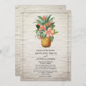 Ananas-Blütenkrähe Einladung (Vorne/Hinten)