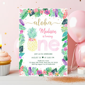 Ananas Blütenpink Gold Erstgeburt Einladung