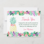 Ananas Blütenpink Gold Geburtstag Dankeskarte (Vorderseite)