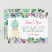 Ananas Blütenpink Gold Geburtstag Dankeskarte (Vorne/Hinten)