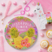 Ananas Blütenrosa Pappteller (Party)