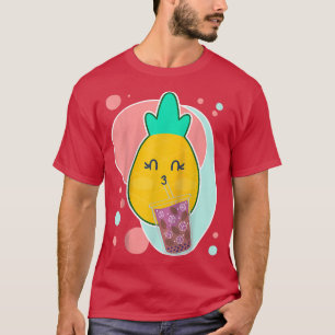 Ananas-Boba-Tee Bubble-Milch-Tee Süßer Cartoon-FR T-Shirt