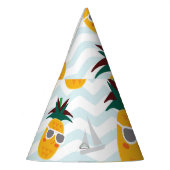 Ananas, Boot: niedliches Ozeanmuster. Partyhütchen (Links)