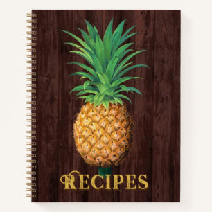 Ananas Botanische Illustration gegen Mahogany Notizblock