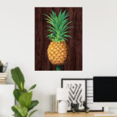 Ananas Botanische Illustration gegen Mahogany Poster (Heimbüro)