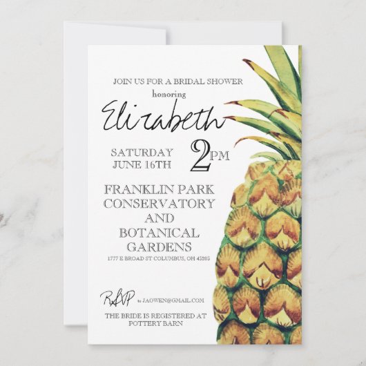 Ananas Brautdusche Einladung (Vorderseite)