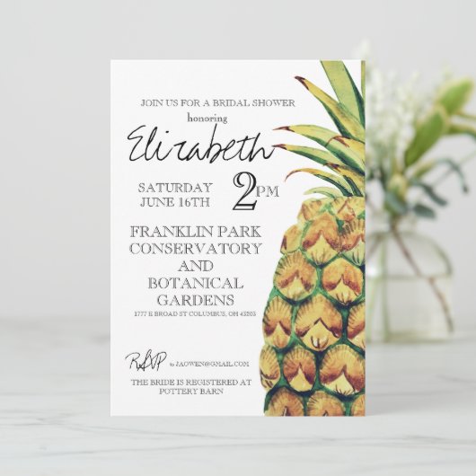Ananas Brautdusche Einladung (Stehend Vorderseite)