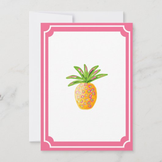 Ananas Brautdusche Einladung Rosa Brise (Rückseite)