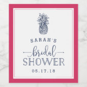 Ananas-Brautparty-Weinetiketten, rosa und schwer Weinetikett (Einzelnes Label)