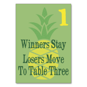 Ananas-Bunco-Tischkarte Nr. 1 Tischnummer