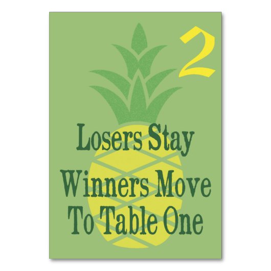 Ananas-Bunco-Tischkarte Nr. 2 Tischnummer (Vorderseite)