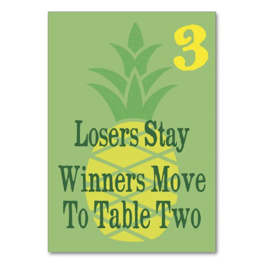 Ananas-Bunco-Tischkarte Nr. 3 Tischnummer (Rückseite)