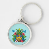 Ananas Butterfly Tropical Charm Schlüsselanhänger (Vorne)