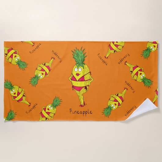 Ananas Button-Up Girl Funny Fruit Strandtuch (Vorderseite)