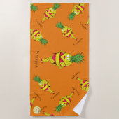 Ananas Button-Up Girl Funny Fruit Strandtuch (Vorderseite)
