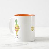 Ananas Button-Up Girl Funny Fruit Zweifarbige Tasse (Vorderseite Links)