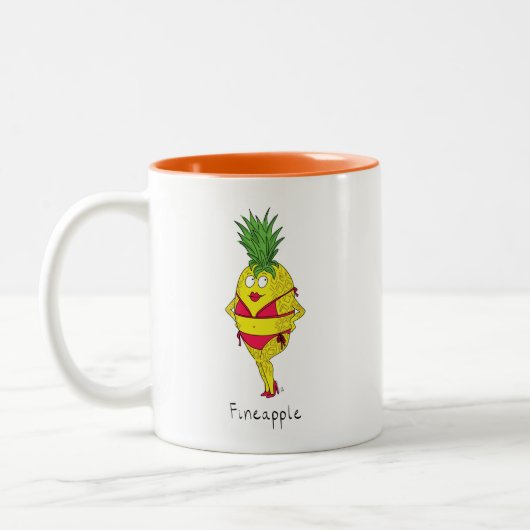 Ananas Button-Up Girl Funny Fruit Zweifarbige Tasse (Links)