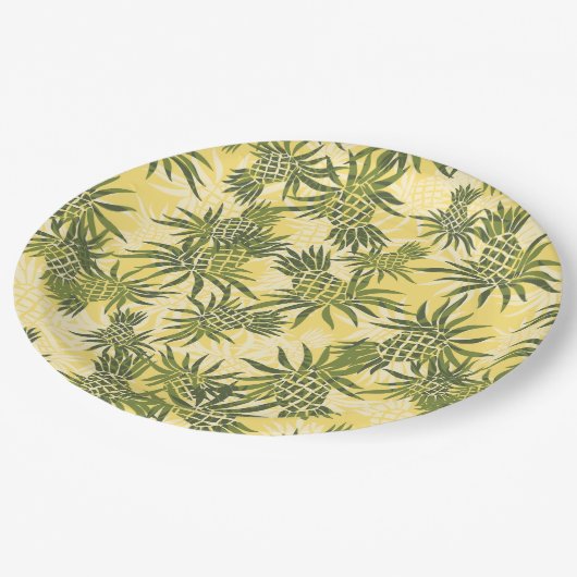 Ananas-Camouflage Hawaiian Tropical Pappteller (Schrägansicht)