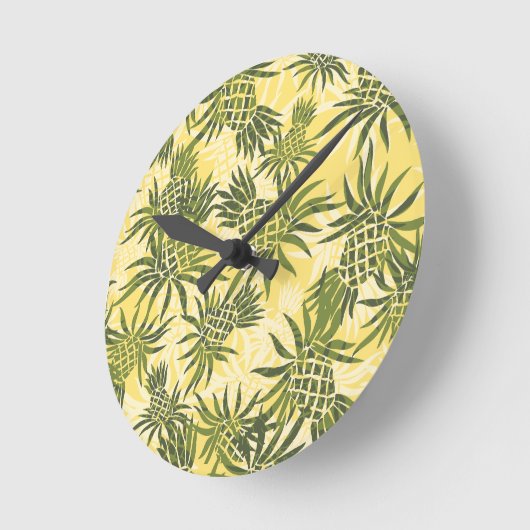 Ananas-Camouflage Hawaiianische Maueruhren Runde Wanduhr (Winkel)