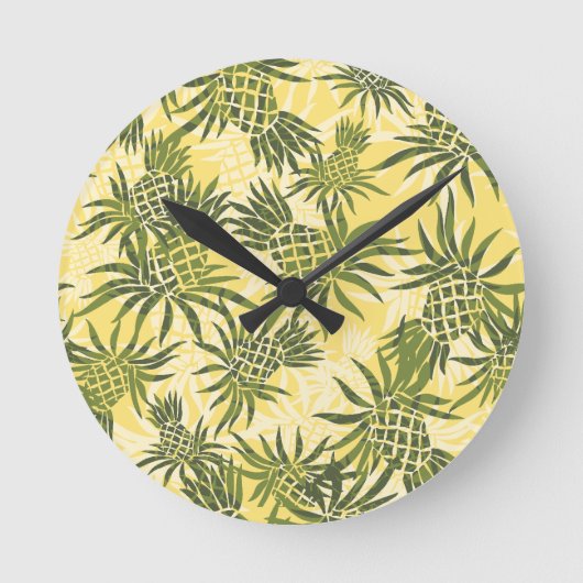 Ananas-Camouflage Hawaiianische Maueruhren Runde Wanduhr (Vorderseite)