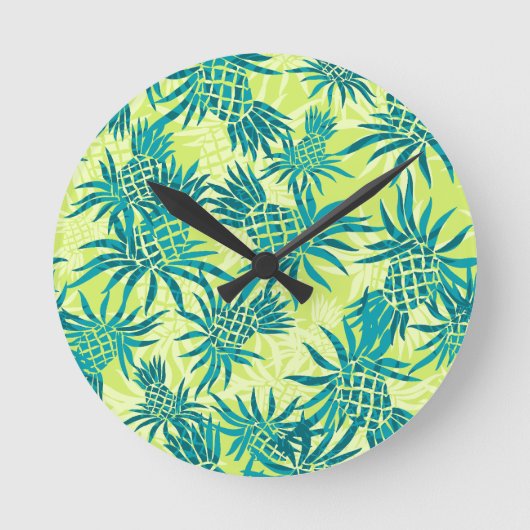Ananas-Camouflage Hawaiianische Maueruhren Runde Wanduhr (Vorderseite)