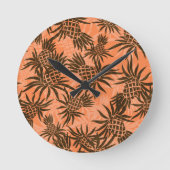 Ananas-Camouflage Hawaiianische Maueruhren Runde Wanduhr (Vorderseite)