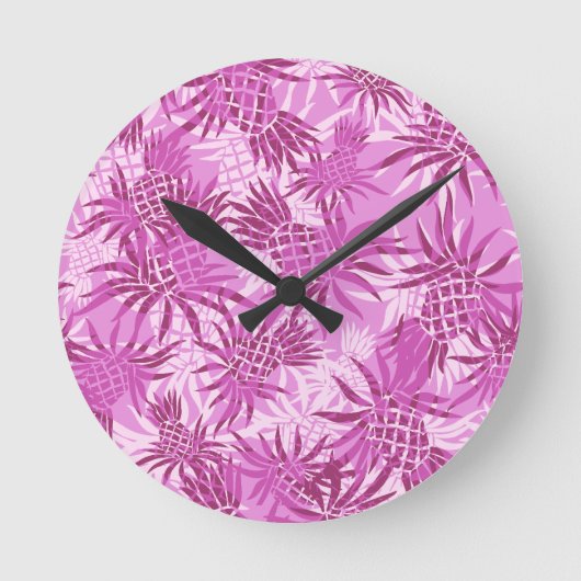 Ananas-Camouflage Hawaiianische Maueruhren Runde Wanduhr (Vorderseite)