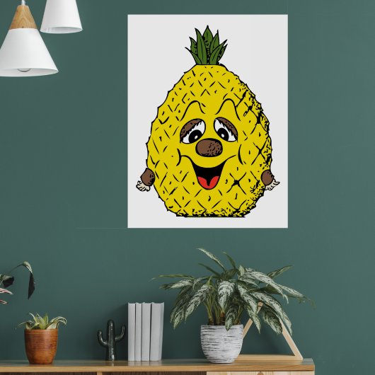 Ananas-Cartoon Face Feinschmecker, ZSSG Poster (Wohnzimmer 1)